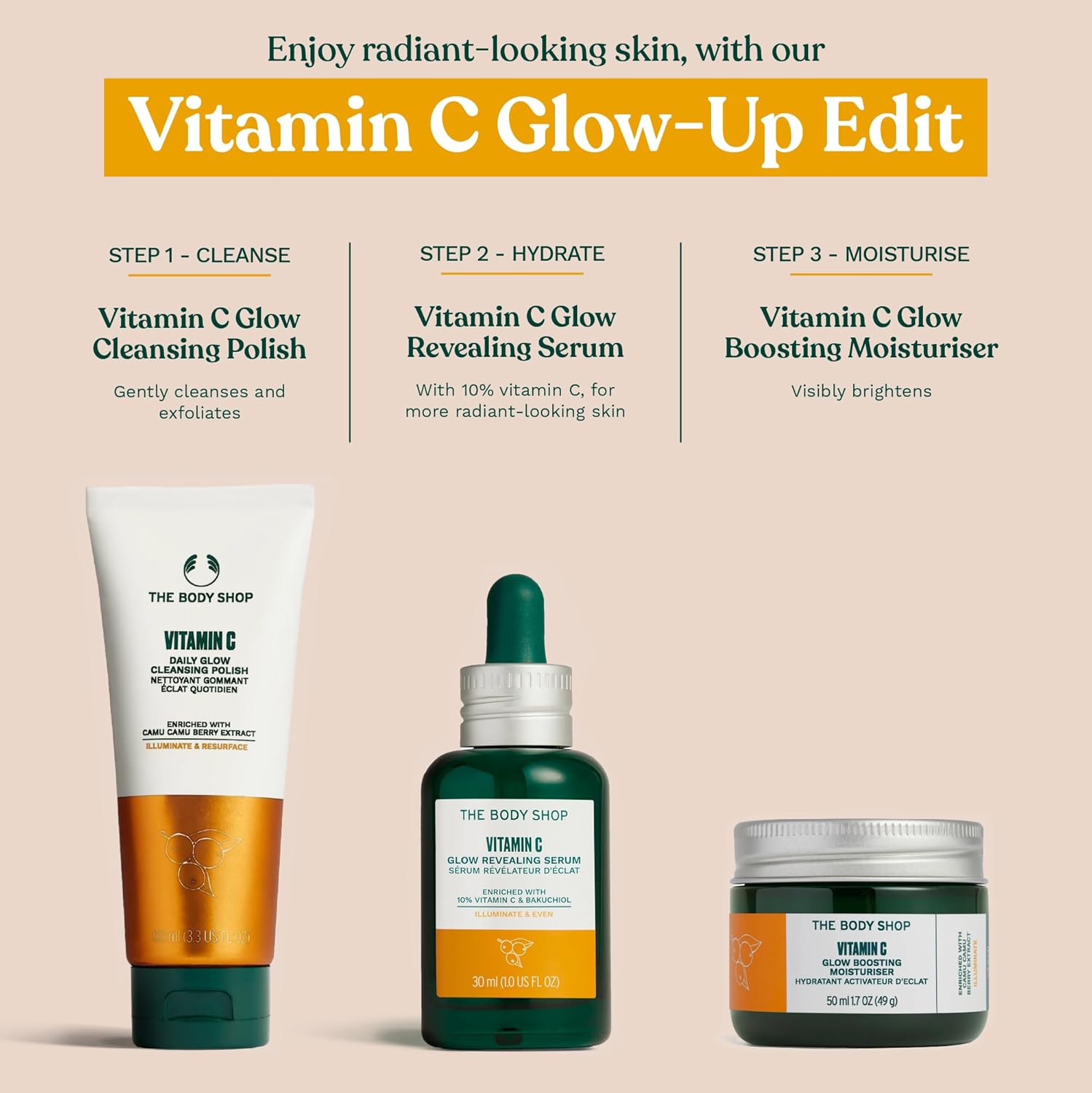 The Body Shop Vegan Vitamin C Glow Boosting Moisturiser, 50 Ml